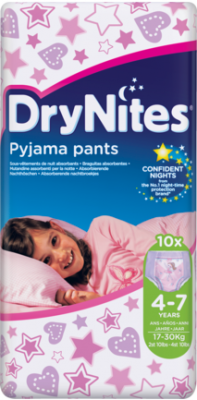 Huggies  Drynites Mädchen - Standard Packung - 4 bis 7 Jahre - 10 Pyjama Pants